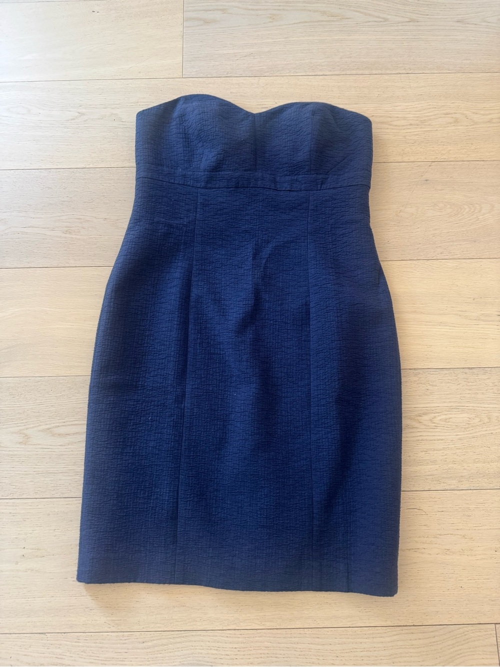 Ann Taylor Strapless Navy Textured Sheath